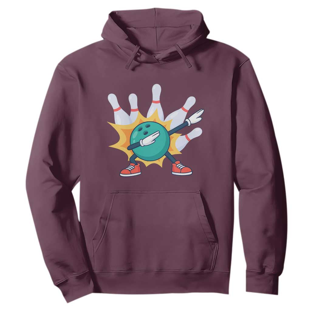 Funny Bowling Ball Dab Hoodie Sports Lover Gift TS12 Maroon Print Your Wear