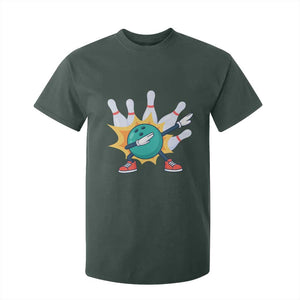 Funny Bowling Ball Dab T Shirt For Kid Sports Lover Gift TS12 Dark Forest Green Print Your Wear