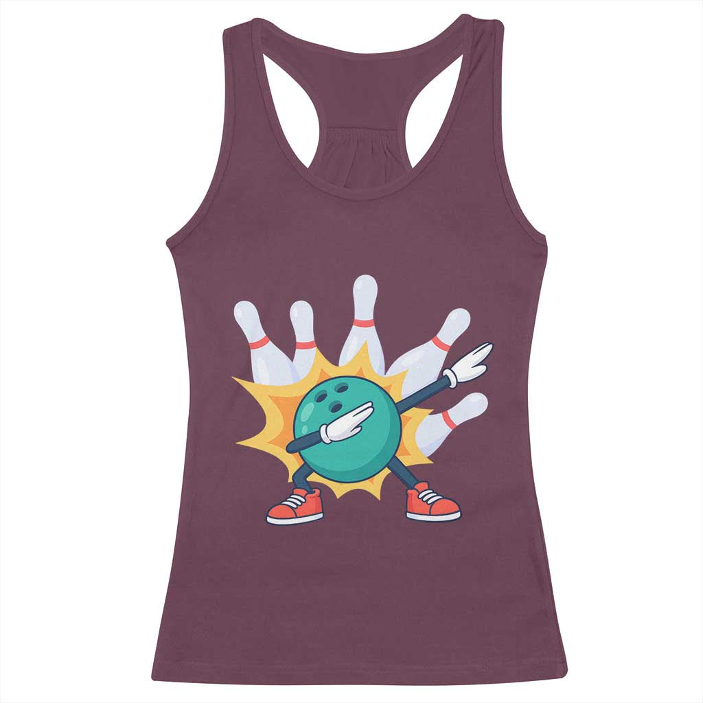 Funny Bowling Ball Dab Racerback Tank Top Sports Lover Gift TS12 Maroon Print Your Wear