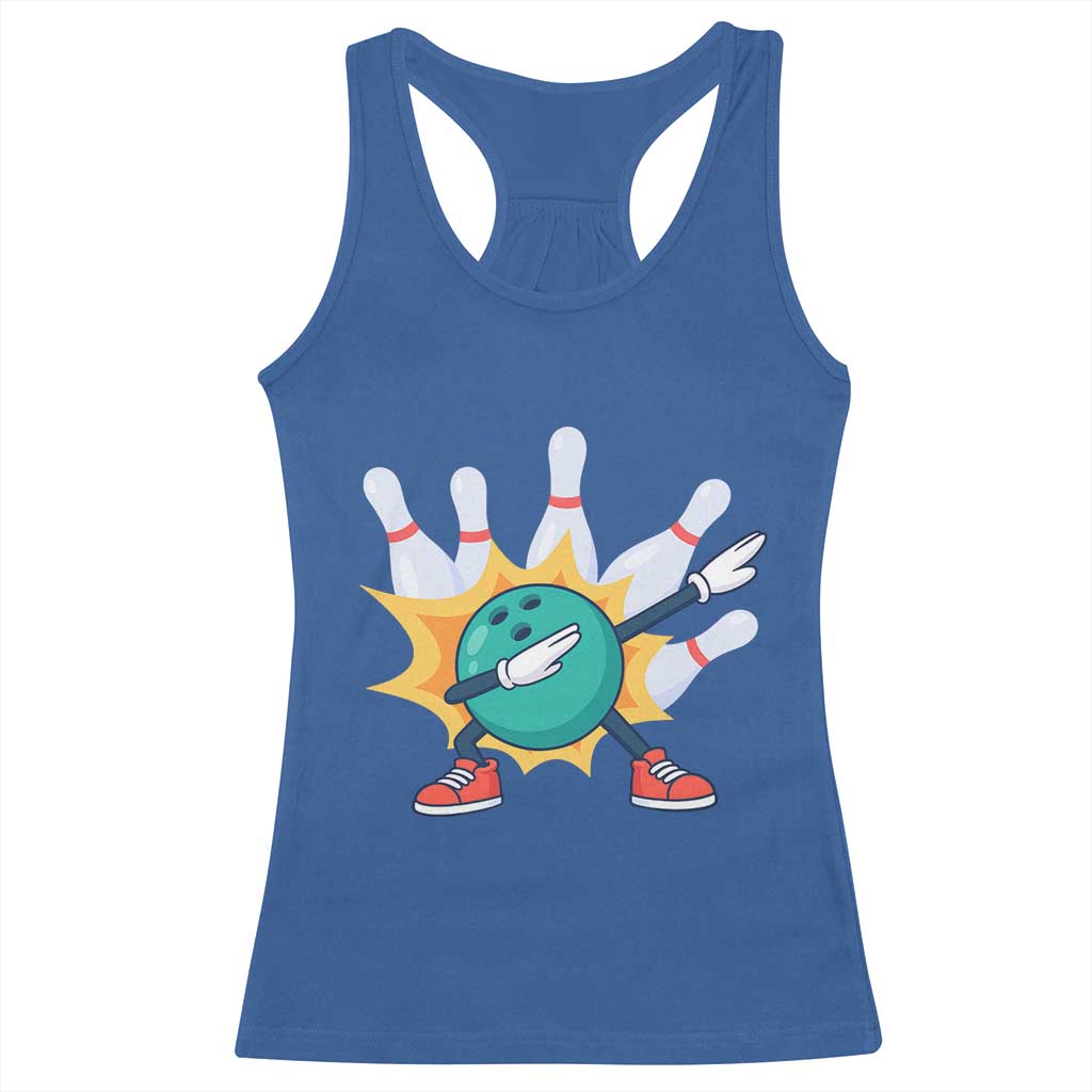 Funny Bowling Ball Dab Racerback Tank Top Sports Lover Gift TS12 Royal Blue Print Your Wear