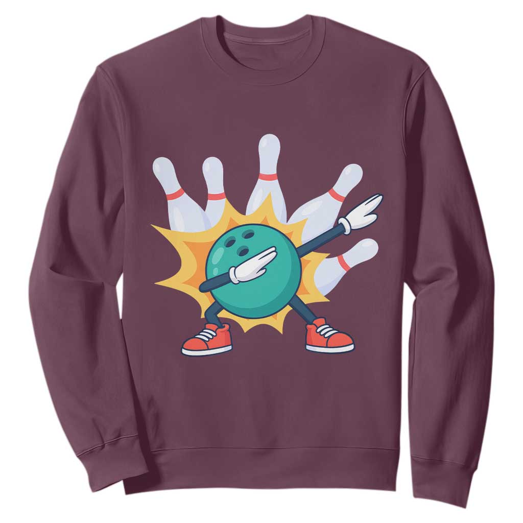 Funny Bowling Ball Dab Sweatshirt Sports Lover Gift TS12 Maroon Print Your Wear