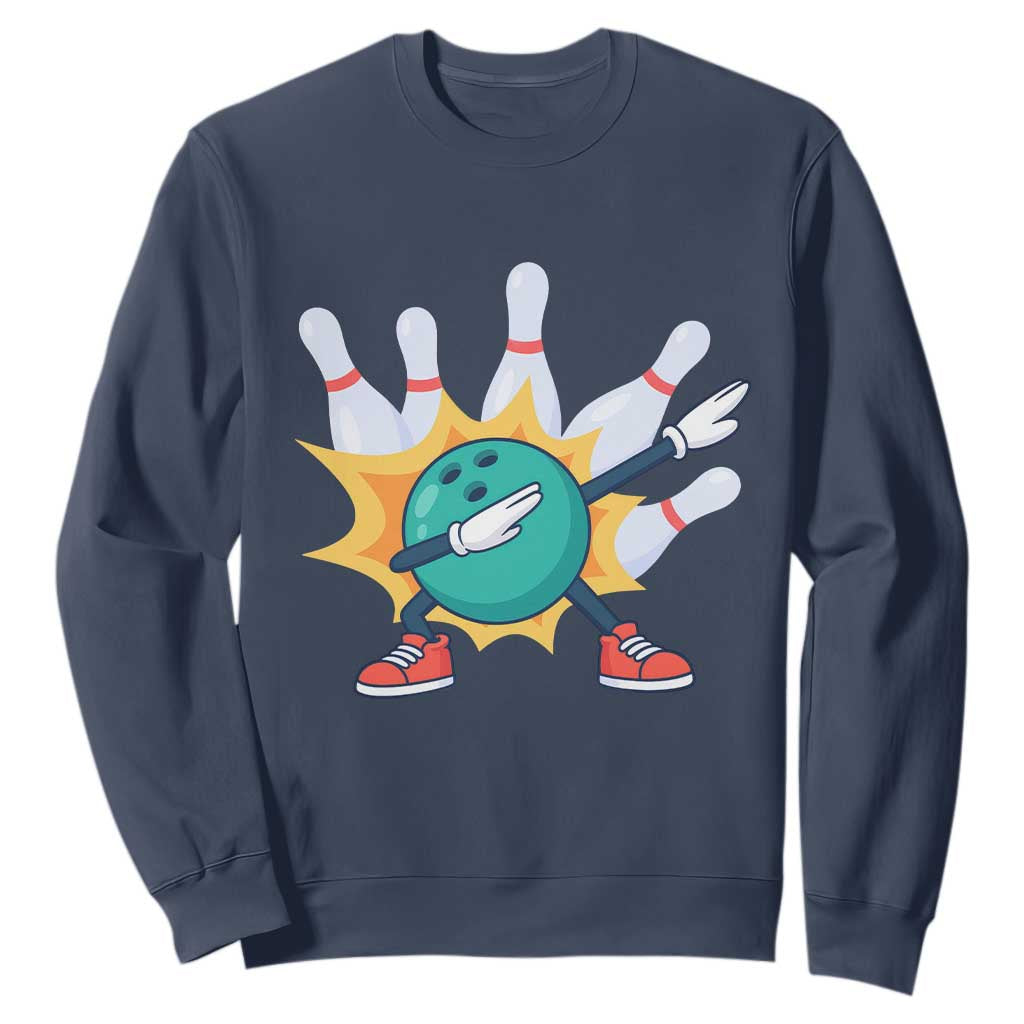 Funny Bowling Ball Dab Sweatshirt Sports Lover Gift TS12 Navy Print Your Wear
