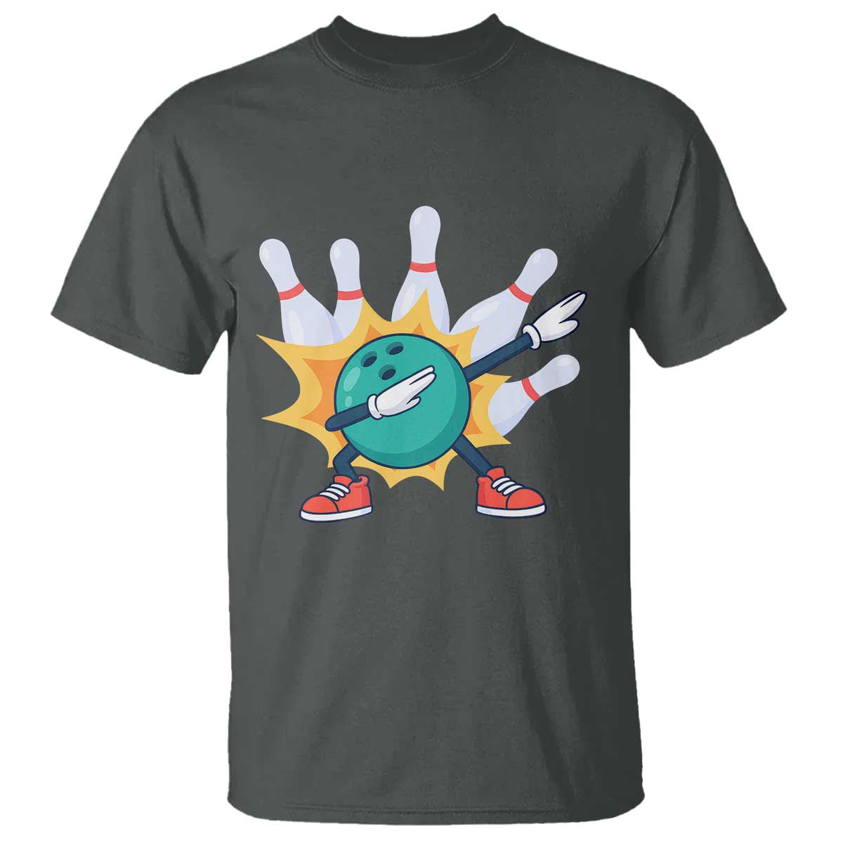 Funny Bowling Ball Dab T Shirt Sports Lover Gift TS12 Dark Heather Print Your Wear