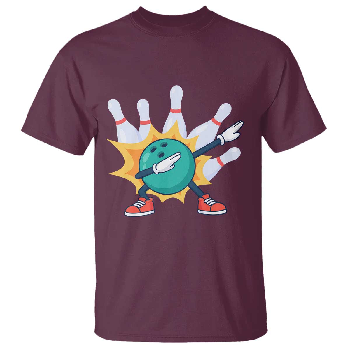 Funny Bowling Ball Dab T Shirt Sports Lover Gift TS12 Maroon Print Your Wear
