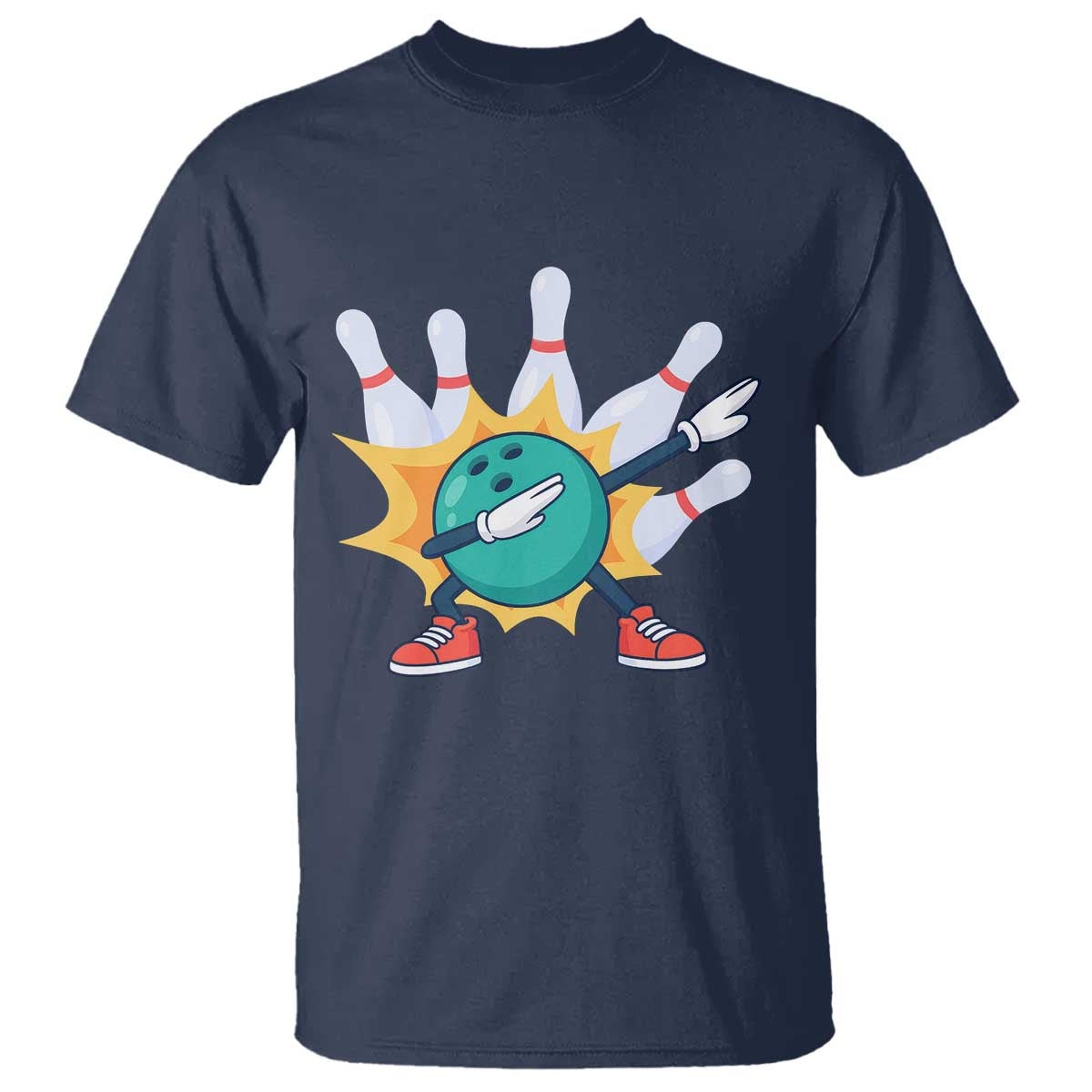 Funny Bowling Ball Dab T Shirt Sports Lover Gift TS12 Navy Print Your Wear