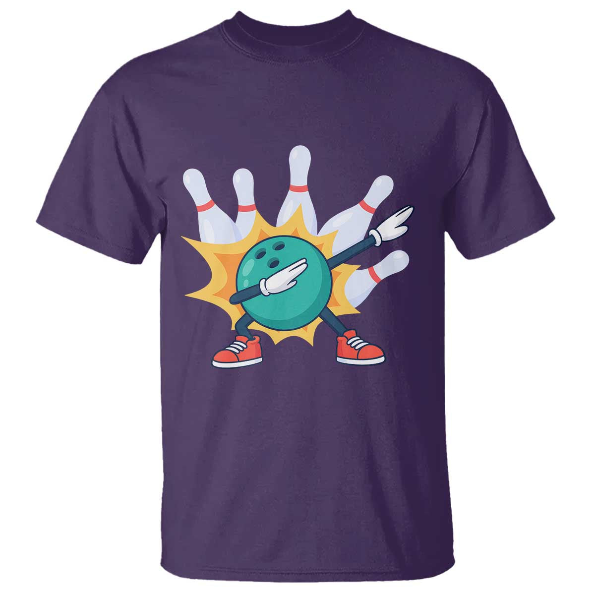 Funny Bowling Ball Dab T Shirt Sports Lover Gift TS12 Purple Print Your Wear