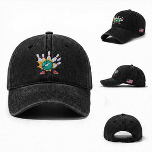 Funny Bowling Ball Dab Washed Cotton Baseball Cap Sports Lover Gift TS12 Washed Cap Universal Fit Black Print Your Wear