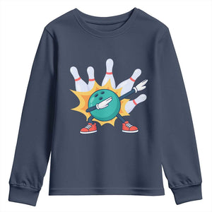 Funny Bowling Ball Dab Youth Sweatshirt Sports Lover Gift TS12 Navy Print Your Wear