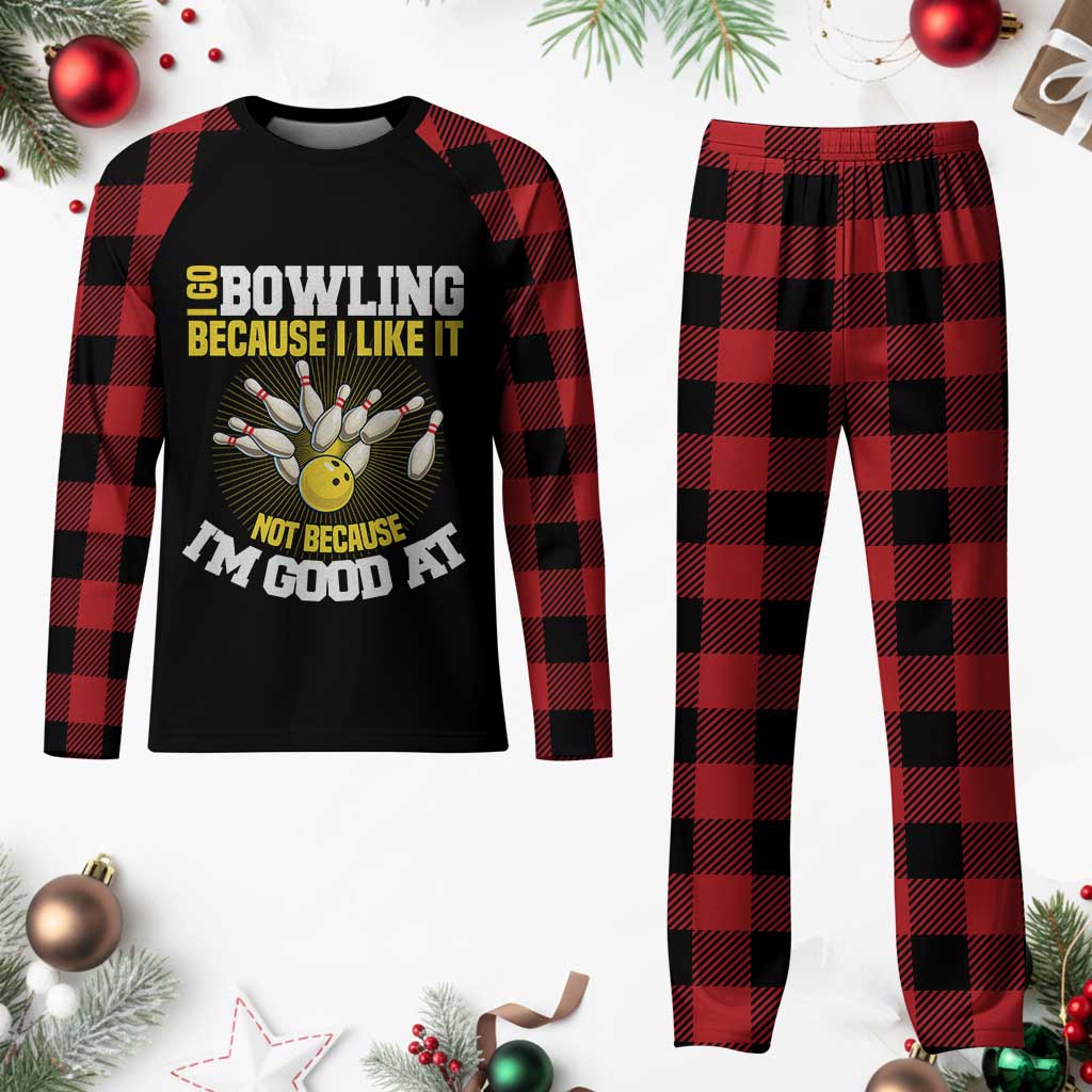 I Go Bowling Because I Like It Not Because Im Good At It Plaid Pajama Set Funny Bowling Gift TS12 Buffalo Plaid Print Your Wear