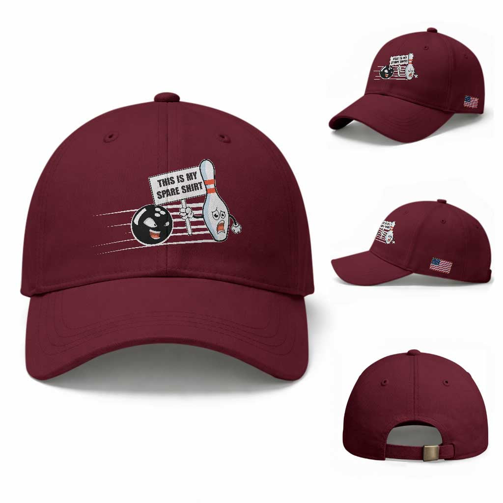This Is My Spare Shirt Baseball Cap Funny Bowling Gift TS12 Baseball Cap Universal Fit Maroon Print Your Wear