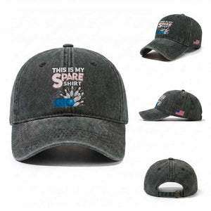 This Is My Spare Shirt Washed Cotton Baseball Cap Bowling Pun Gift TS12 Washed Cap Universal Fit Dark Green Print Your Wear