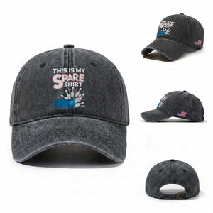 This Is My Spare Shirt Washed Cotton Baseball Cap Bowling Pun Gift TS12 Washed Cap Universal Fit Dark Gray Print Your Wear