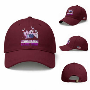 Funny Bowling Lover Baseball Cap This Is My Spare Shirt Quote TS12 Baseball Cap Universal Fit Maroon Print Your Wear