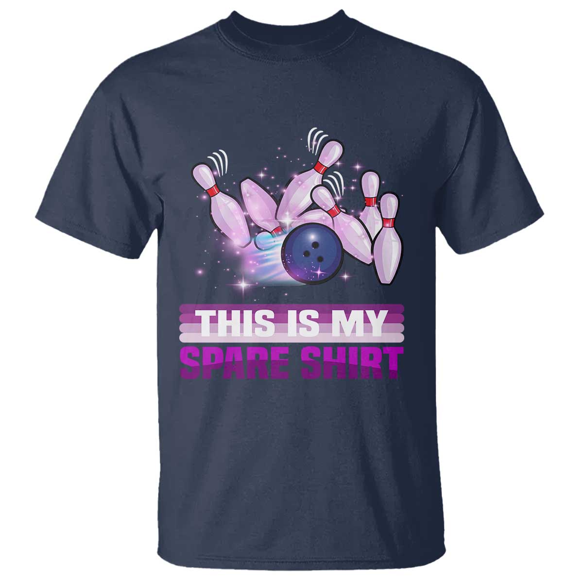 Funny Bowling Lover T Shirt This Is My Spare Shirt Quote TS12 Navy Print Your Wear