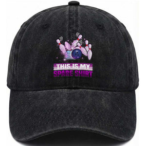 Funny Bowling Lover Washed Cotton Baseball Cap This Is My Spare Shirt Quote TS12 Print Your Wear