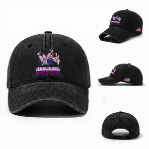 Funny Bowling Lover Washed Cotton Baseball Cap This Is My Spare Shirt Quote TS12 Washed Cap Universal Fit Black Print Your Wear