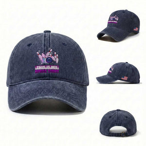Funny Bowling Lover Washed Cotton Baseball Cap This Is My Spare Shirt Quote TS12 Washed Cap Universal Fit Navy Print Your Wear