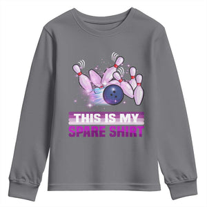 Funny Bowling Lover Youth Sweatshirt This Is My Spare Shirt Quote TS12 Charcoal Print Your Wear