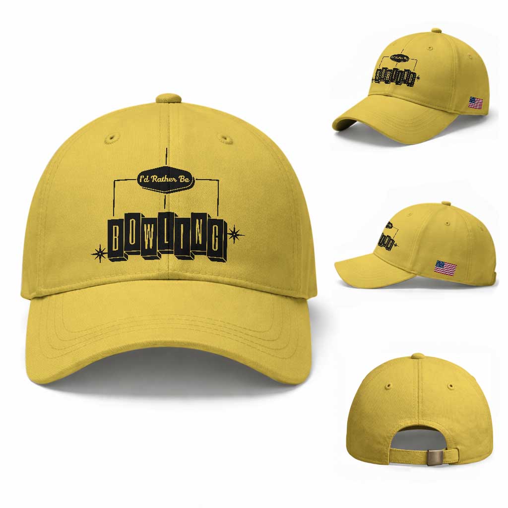 Id Rather Be Bowling Baseball Cap Funny Bowler Gift TS12 Baseball Cap Universal Fit Yellow Print Your Wear
