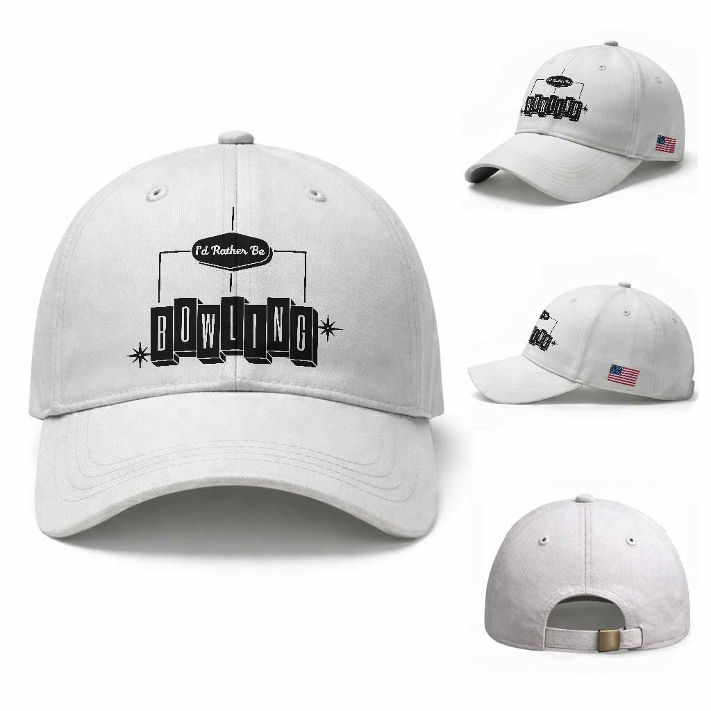 Id Rather Be Bowling Baseball Cap Funny Bowler Gift TS12 Baseball Cap Universal Fit White Print Your Wear