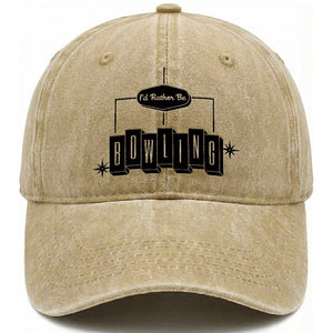 Id Rather Be Bowling Washed Cotton Baseball Cap Funny Bowler Gift TS12 Print Your Wear