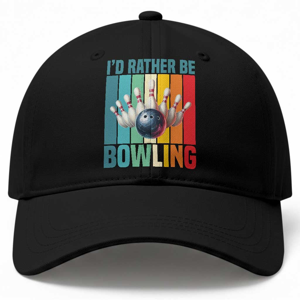 Funny Bowling Quote Baseball Cap Id Rather Be Bowling Gift TS12 Print Your Wear