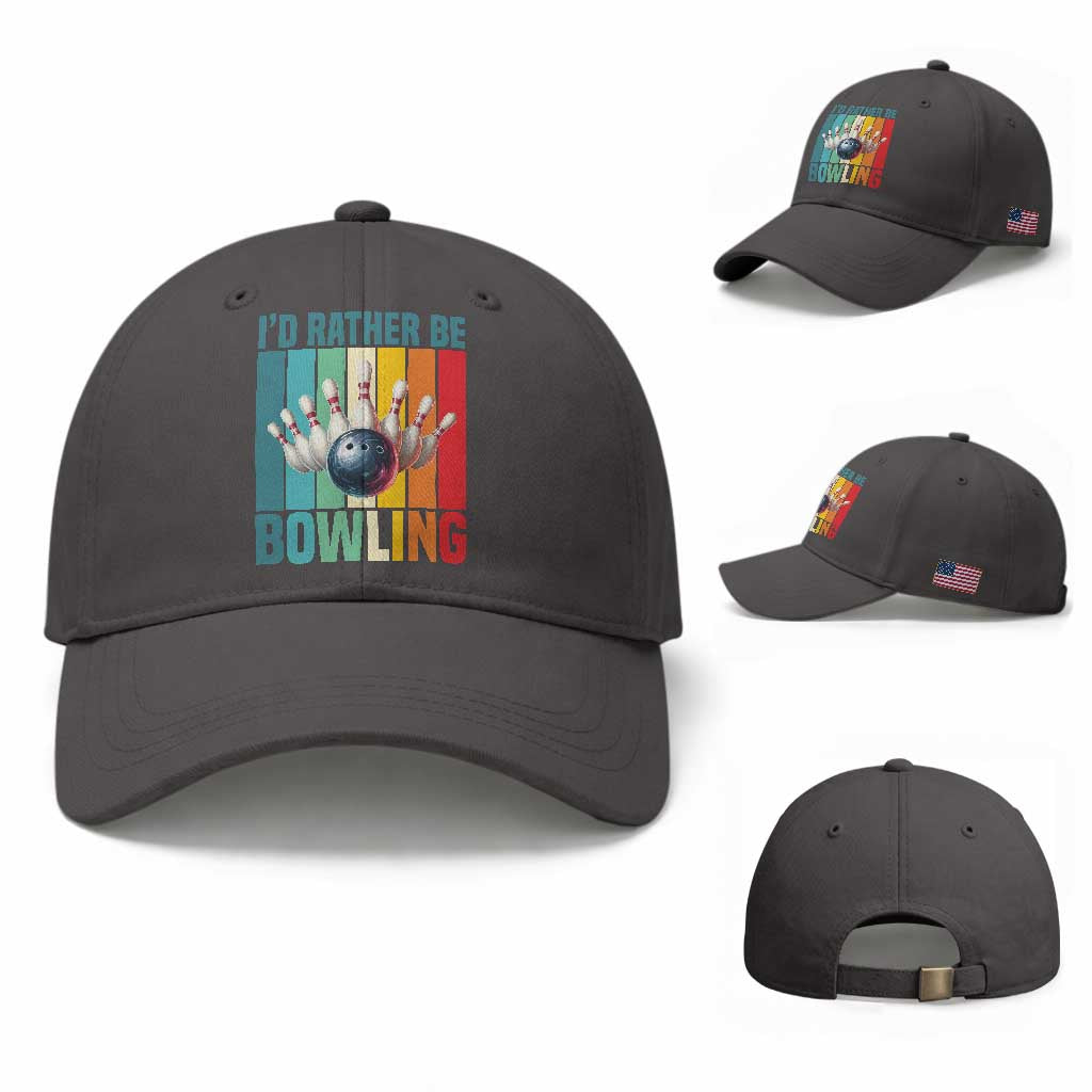 Funny Bowling Quote Baseball Cap Id Rather Be Bowling Gift TS12 Baseball Cap Universal Fit Dark Gray Print Your Wear