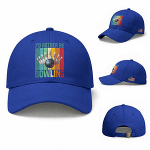 Funny Bowling Quote Baseball Cap Id Rather Be Bowling Gift TS12 Baseball Cap Universal Fit Royal Blue Print Your Wear