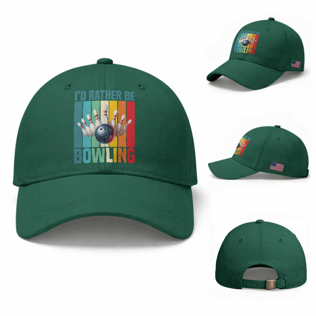Funny Bowling Quote Baseball Cap Id Rather Be Bowling Gift TS12 Baseball Cap Universal Fit Irish Green Print Your Wear