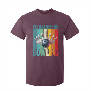Funny Bowling Quote T Shirt For Kid Id Rather Be Bowling Gift TS12 Maroon Print Your Wear
