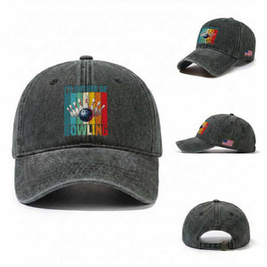 Funny Bowling Quote Washed Cotton Baseball Cap Id Rather Be Bowling Gift TS12 Washed Cap Universal Fit Dark Green Print Your Wear