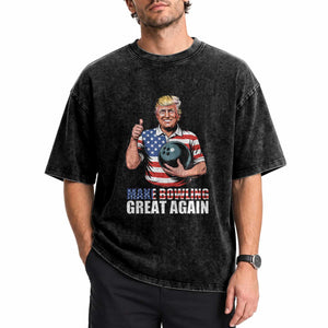Make Bowling Great Again Washed Cotton T-Shirt Funny Trump Bowling Gift