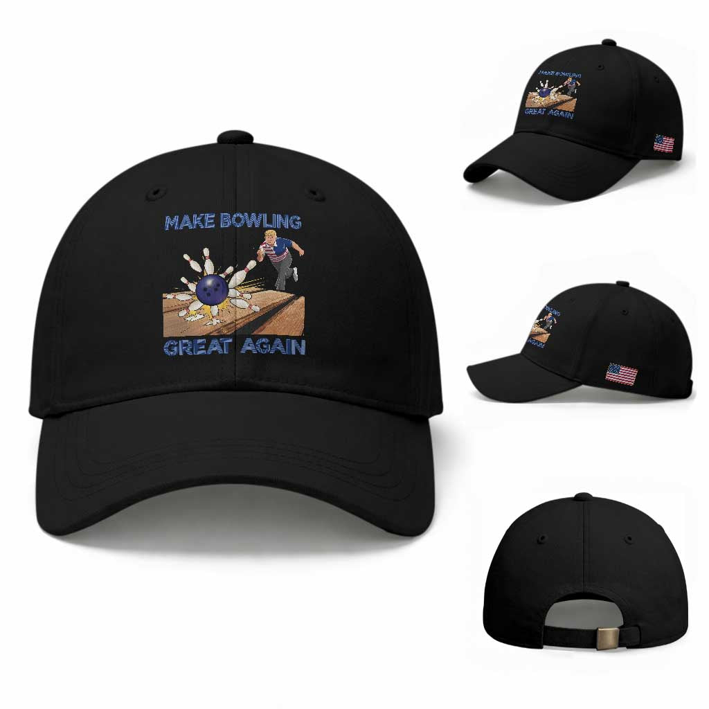 Make Bowling Great Again Baseball Cap Funny Bowler Gift TS12 Baseball Cap Universal Fit Black Print Your Wear