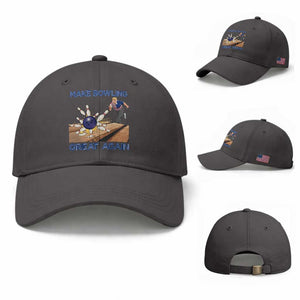 Make Bowling Great Again Baseball Cap Funny Bowler Gift TS12 Baseball Cap Universal Fit Dark Gray Print Your Wear