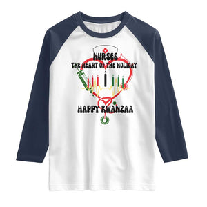 Nurses The Heart Of The Holiday Raglan Shirt Kwanzaa Celebration Gift TS12 White Navy Print Your Wear