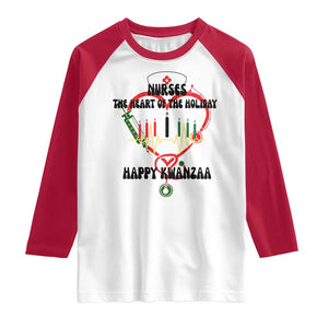 Nurses The Heart Of The Holiday Raglan Shirt Kwanzaa Celebration Gift TS12 White Red Print Your Wear