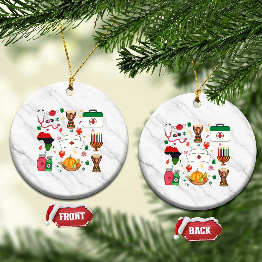 Happy Kwanzaa Nurse Pride Ceramic Ornament African Culture Holiday Gift TS12 1pc White Marble Print Your Wear