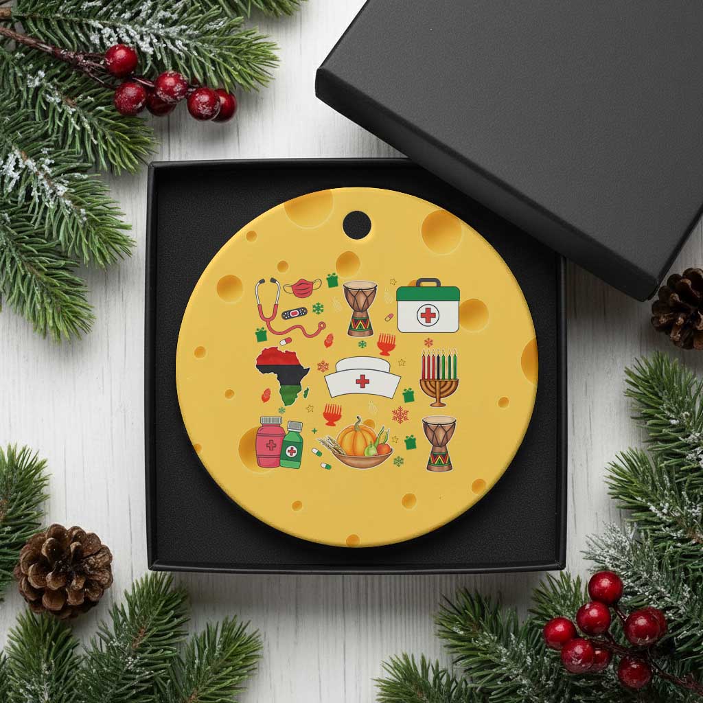 Happy Kwanzaa Nurse Pride Ceramic Ornament African Culture Holiday Gift TS12 1pc Yellow Cheese Print Your Wear