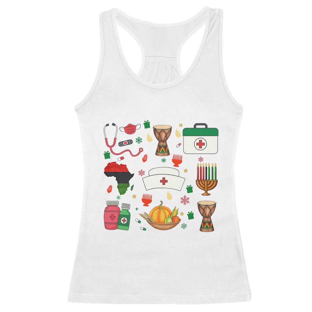 Happy Kwanzaa Nurse Pride Racerback Tank Top African Culture Holiday Gift TS12 White Print Your Wear