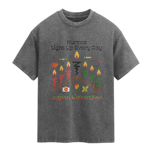 Joyful Kwanzaa Nurse Gift Washed Cotton T-Shirt Light Up Everyday