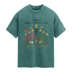 Joyful Kwanzaa Nurse Gift Washed Cotton T-Shirt Light Up Everyday