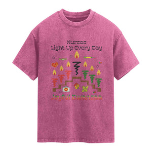 Joyful Kwanzaa Nurse Gift Washed Cotton T-Shirt Light Up Everyday
