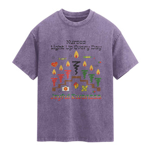 Joyful Kwanzaa Nurse Gift Washed Cotton T-Shirt Light Up Everyday