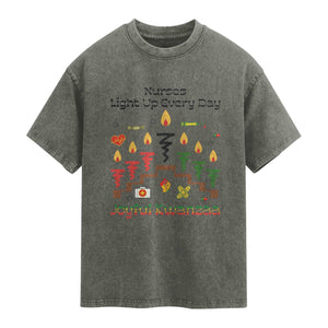 Joyful Kwanzaa Nurse Gift Washed Cotton T-Shirt Light Up Everyday