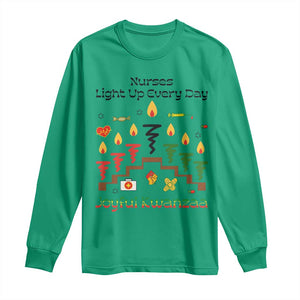Joyful Kwanzaa Nurse Gift Long Sleeve Shirt Light Up Everyday TS12 Irish Green Print Your Wear