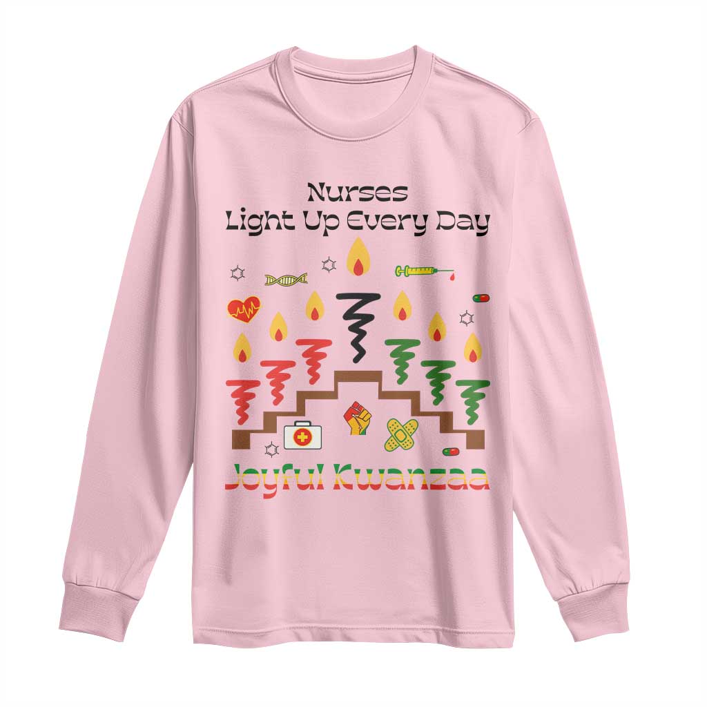 Joyful Kwanzaa Nurse Gift Long Sleeve Shirt Light Up Everyday TS12 Light Pink Print Your Wear