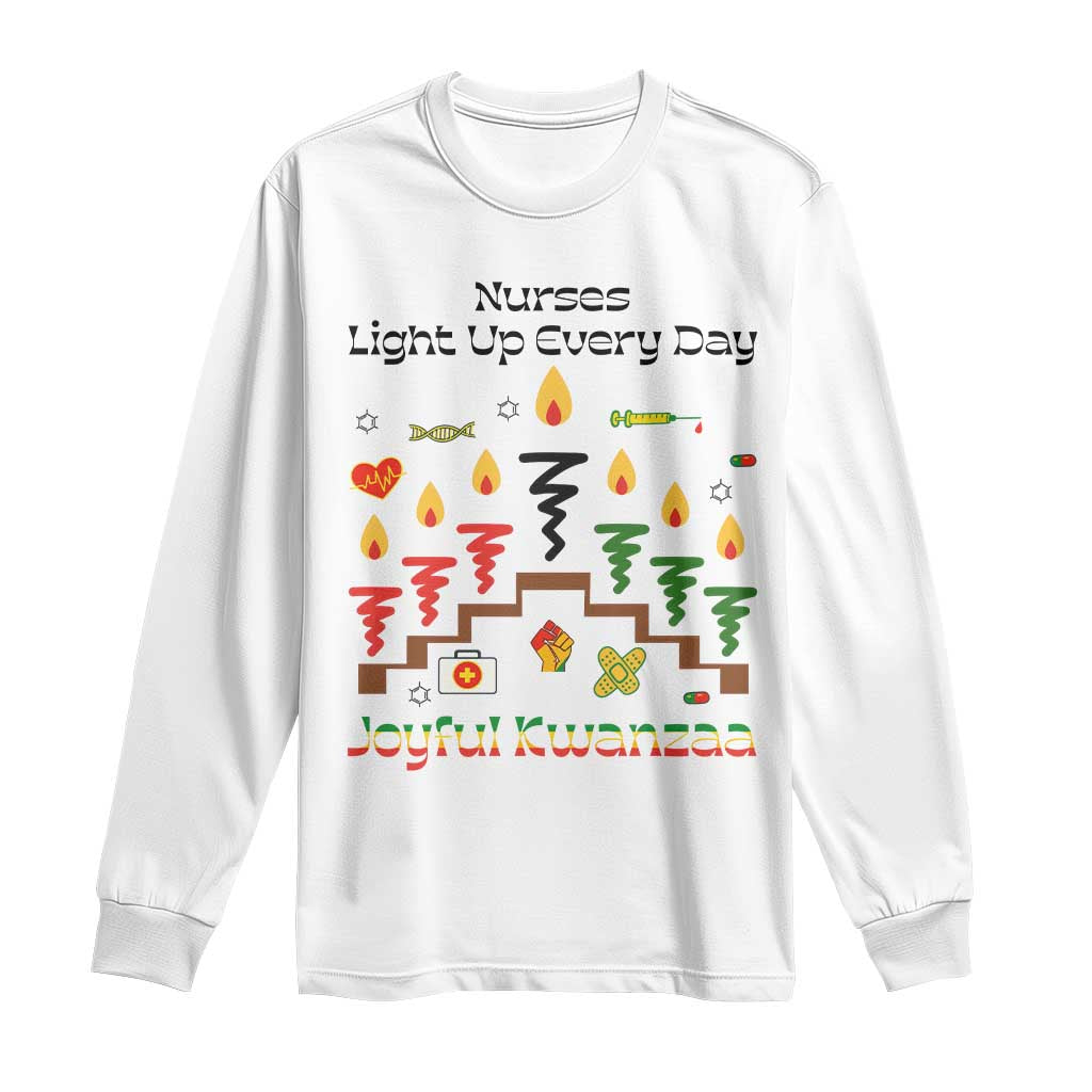 Joyful Kwanzaa Nurse Gift Long Sleeve Shirt Light Up Everyday TS12 White Print Your Wear