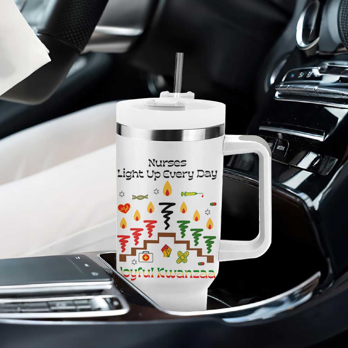 Joyful Kwanzaa Nurse Gift Tumbler With Handle Light Up Everyday TS12 Print Your Wear
