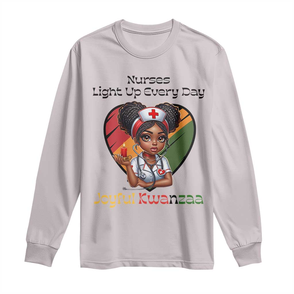 Nurses Light Up Everyday Long Sleeve Shirt Joyful Kwanzaa Celebration Gift TS12 Ice Gray Print Your Wear