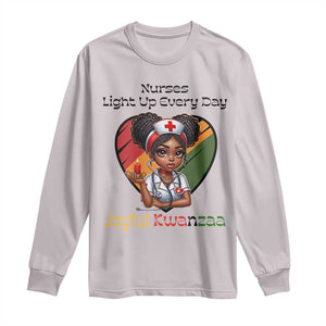 Nurses Light Up Everyday Long Sleeve Shirt Joyful Kwanzaa Celebration Gift TS12 Ice Gray Print Your Wear